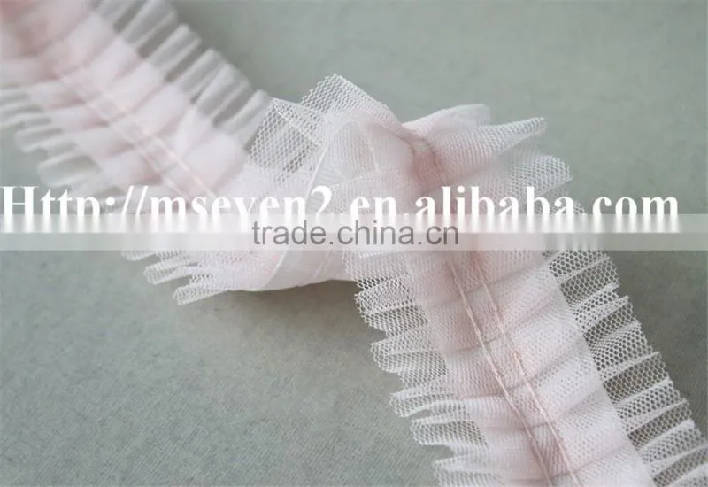 good price pink color net embroidery lace trim cotton lace trim wholesale