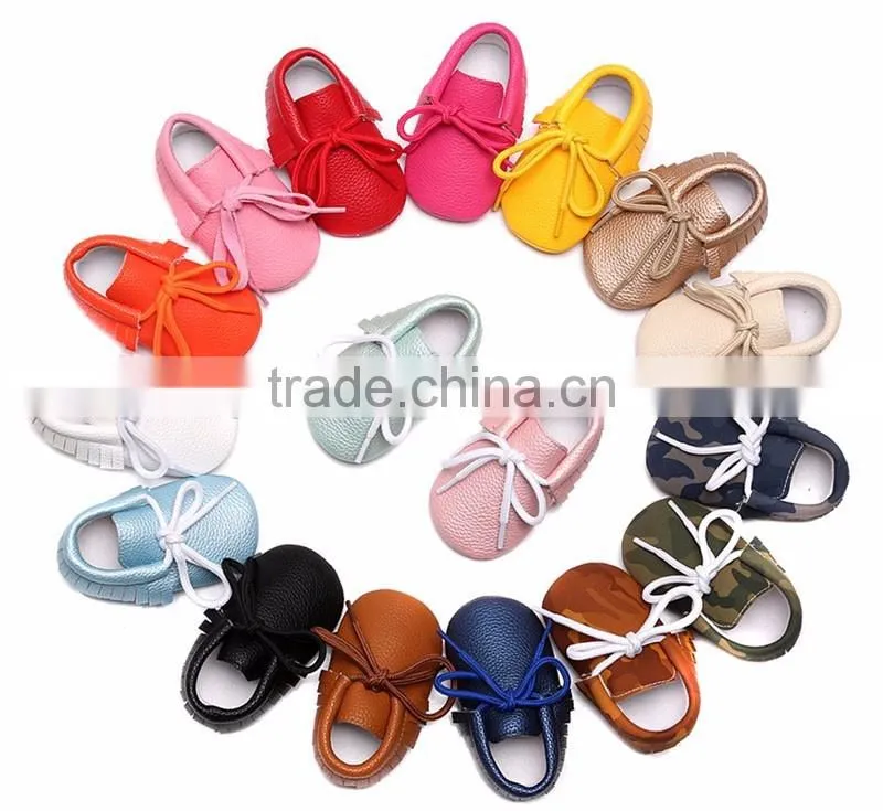 Top selling baby hard sole walking shoes toddler shoes rubber sole pu leather baby moccasins
