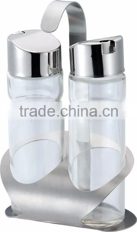 Kitchenware Glass Stainless Steel Cruet Oil Vinegar Bottle Sauce Caster Oil and Vinegar