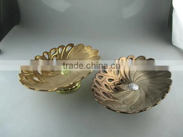 Stocklot golden metal stand for fruit/cake/candy/daily use