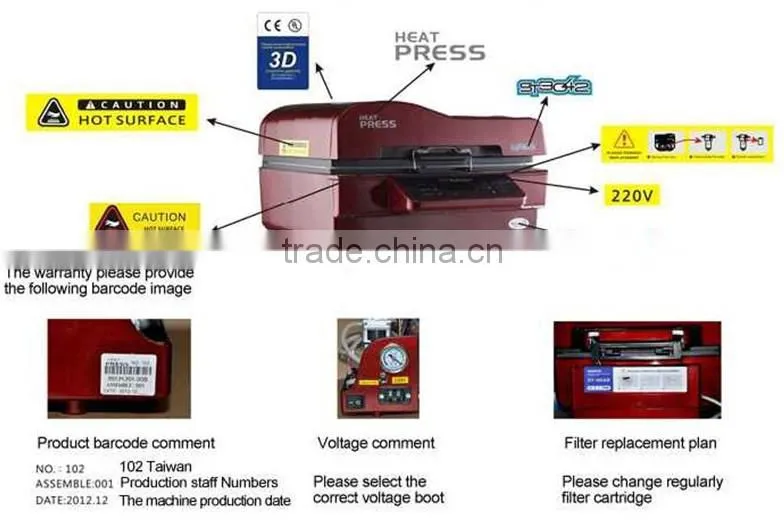 Topjlh 2017 Hot 3D Vacuum Heat Transfer Sublimation Machine