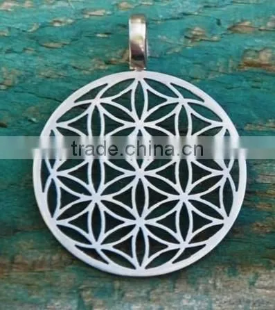 silver flower of life pendant, flower of life earring
