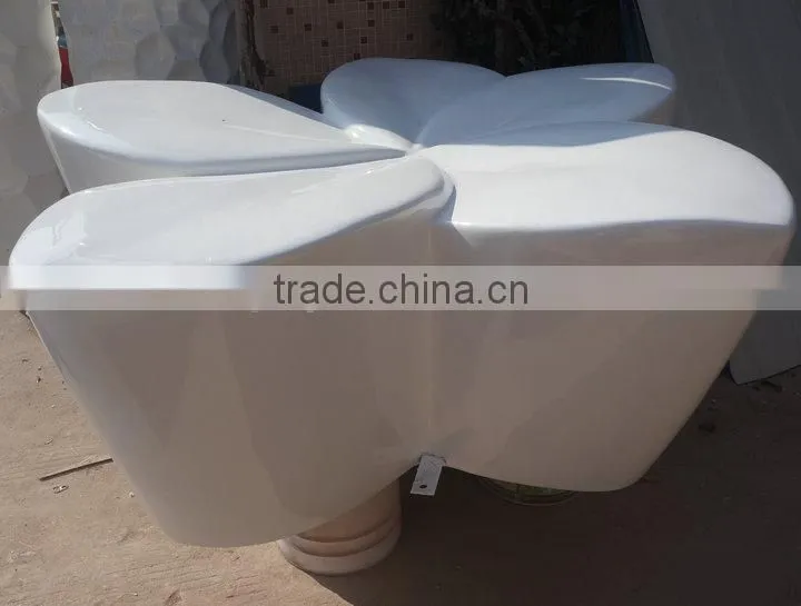 White fiberglass leisure flower stool