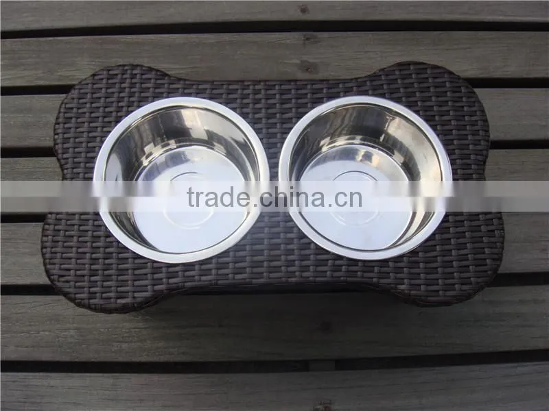 Stainless Steel Rattan/Wicker Dog bowl
