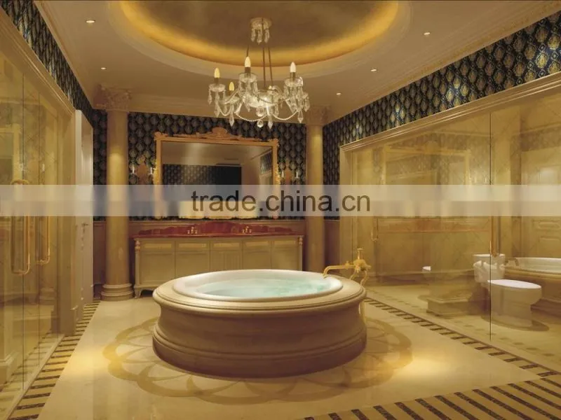 Luxurious Classic French Baroque Imperial Golden Decorated Master Bedroom Interior 3D Rendering Design BF12-03314h