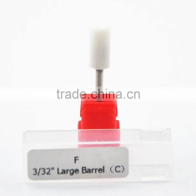 Fine Type White color Ceramic Nail Drill Bits Cylinder Head 6.5mm