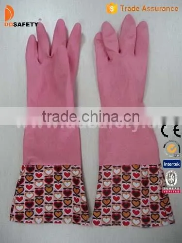 DDSAFETY Flower Pattern Latex Household Gloves Safety Gloves