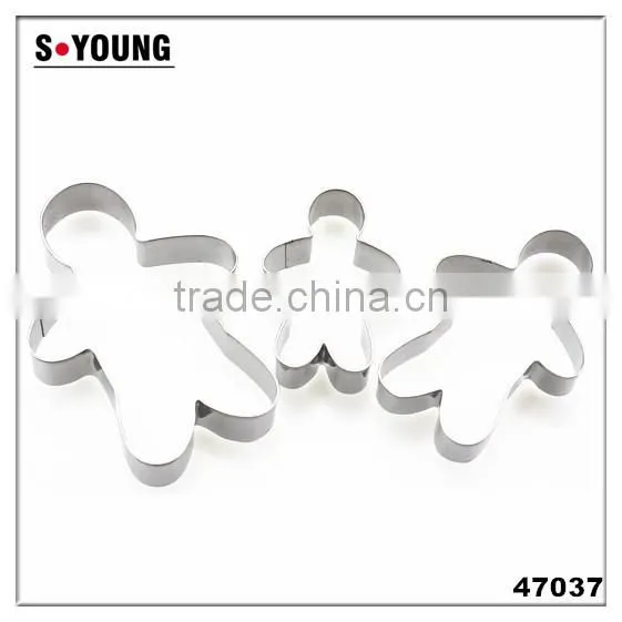 47037 3pcs ginger shape stainless steel cookie cutter set