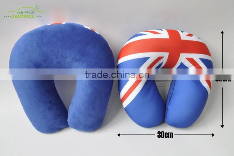 U Type UK Flag Soft Polyester Bean Bag Neck Pillow , Car Travel Pillow
