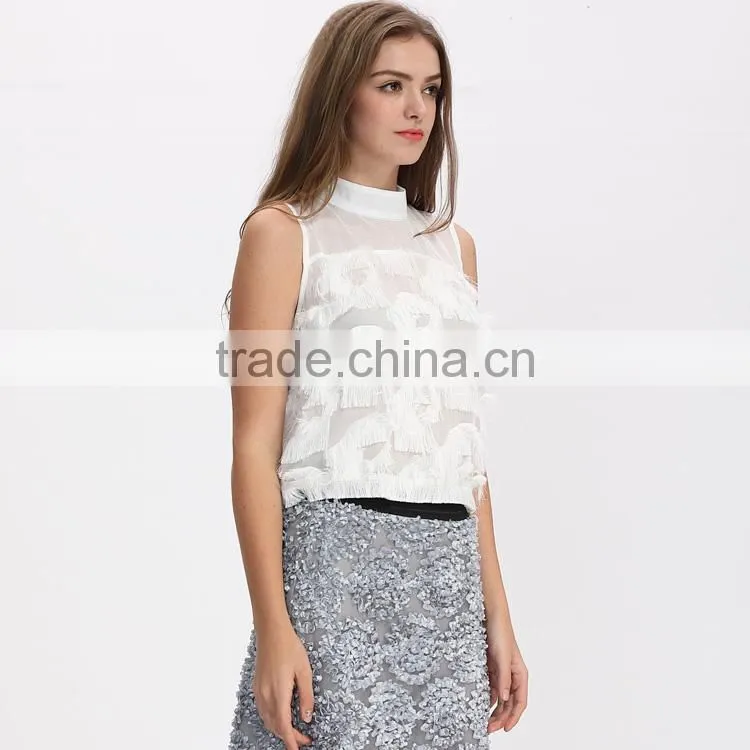 Latest fashion women white fancy blouses patterns