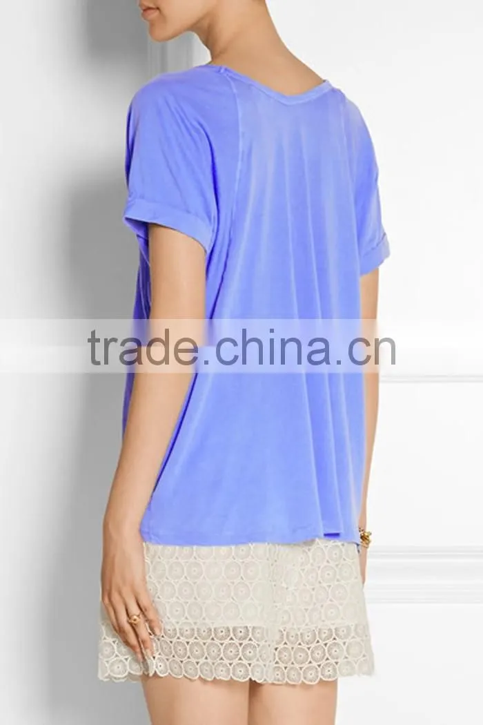 V neck loose cotton t shirt for women
