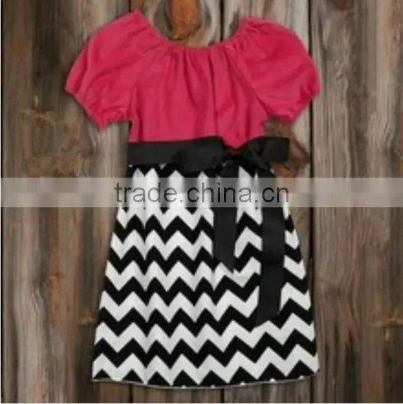 nova kids clothing wholesale kids clothes girls zig zag chevron baby dresses with floral Girls Cute chevron Princess dress