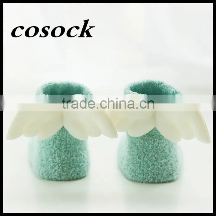 Rainbow color baby clothes little angel fuzzy non-slip socks for newborn infant