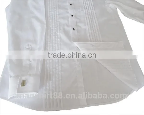 custom design front pleats tuxedo shirt