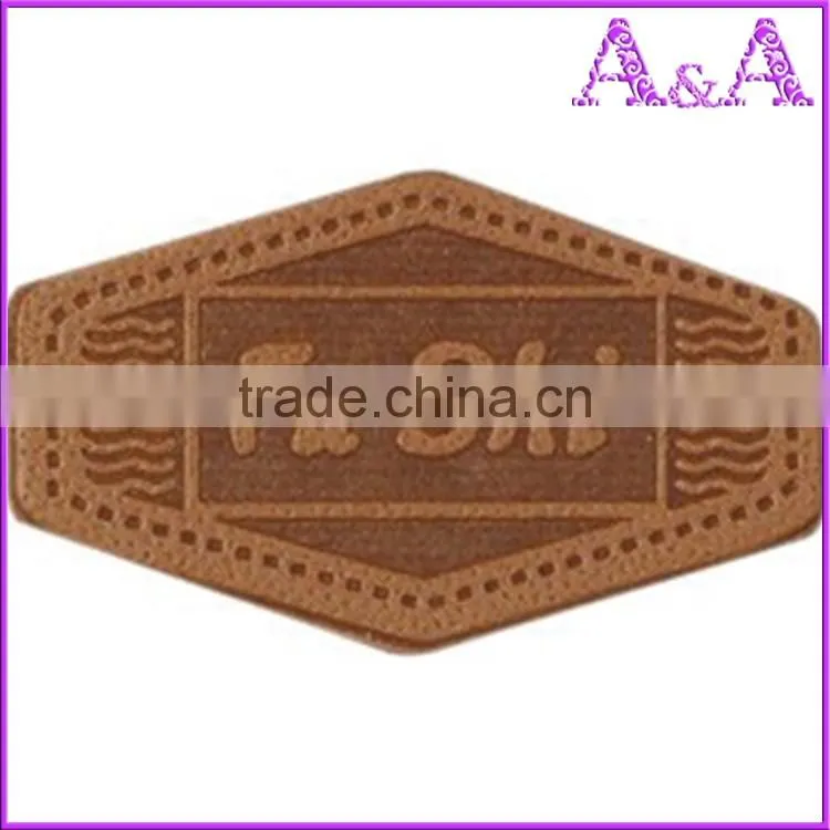 high end ink filled deboss embossed garment PU leather labels for jeans
