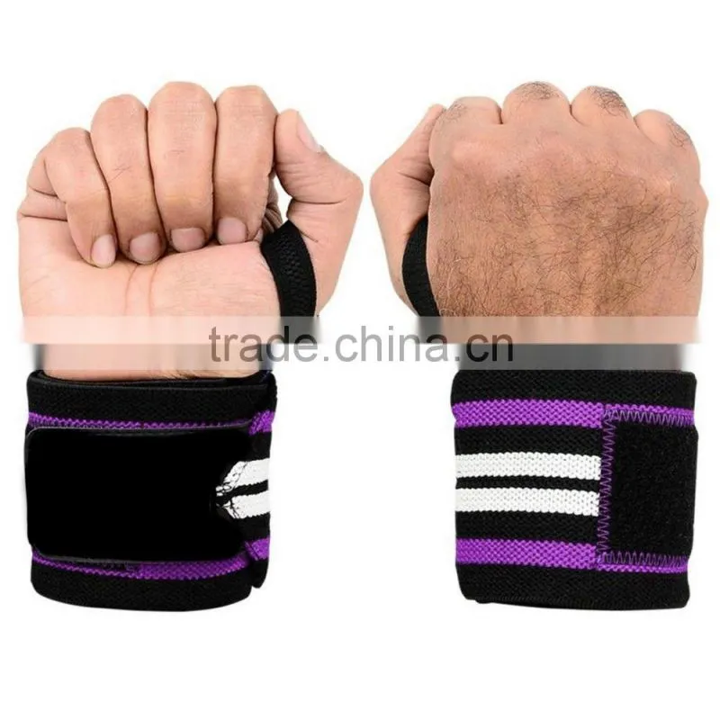 Fitness Training Gym Wrist Wraps in Black color Red & white Stripe