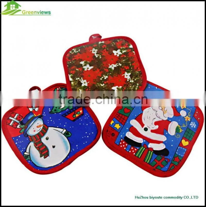 Christmas style color coffee cup mats pot custom linen pot holders print cotton