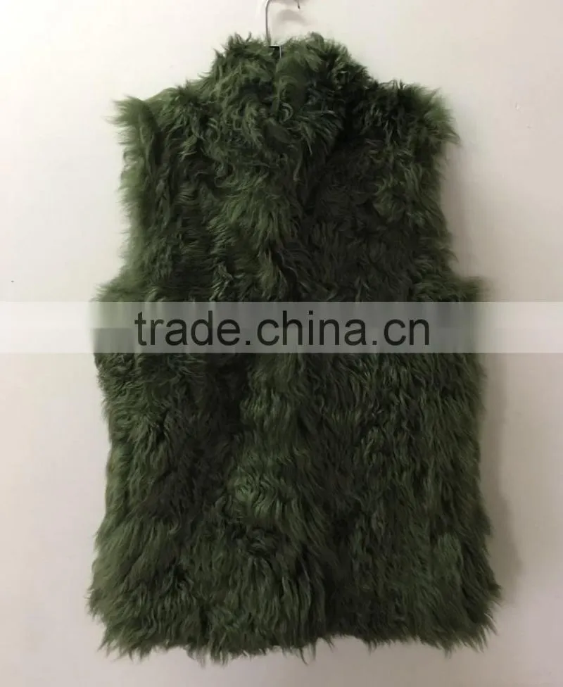 YR1029 Newest Style Toscana Fur Vest Small Collar Real Lamb Fur Waistcoat