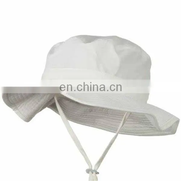 Blank Plain White Cotton Bucket Hat String