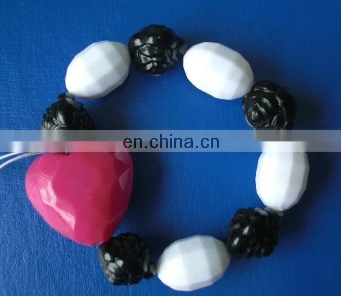 tarina rose and heart handmade acrylic plastic beads bracelet CTL0523