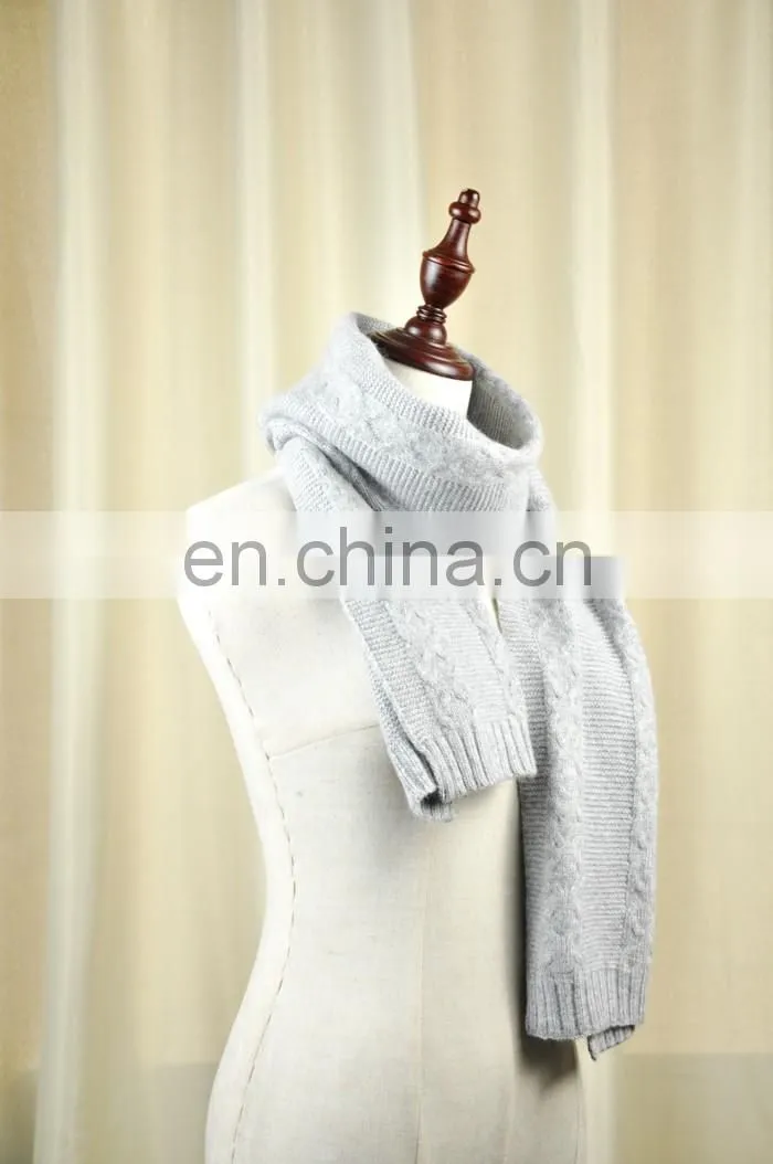 Factory Direct Wool Knitted Scarf Women Fur Pompom Winter Hat And Scarf Set