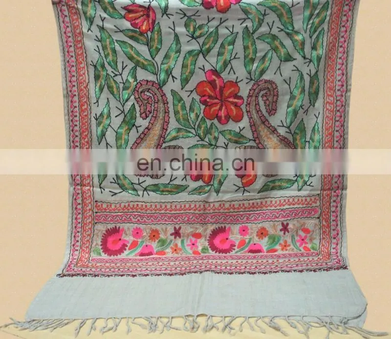 All over embroidered pure wool pashmina shawls