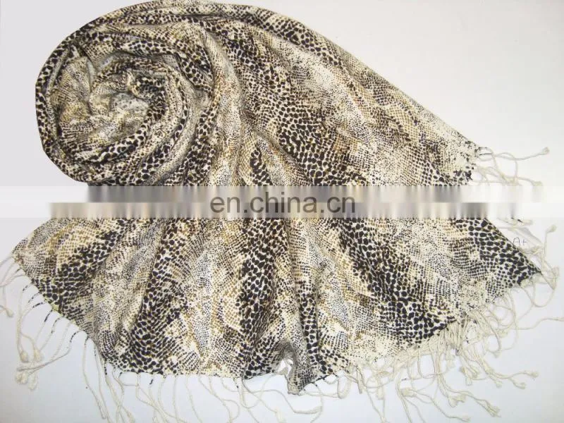 Silk Pashmina wool with Zebra print scarves for women or snake print