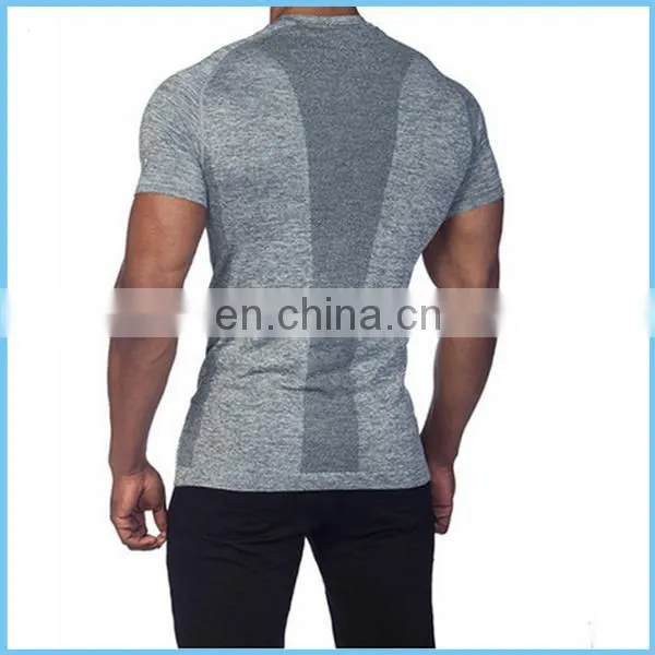 Yihao Cotton Spandex dry fit plain t-shirts Soft feeling Men Training gym t -shirt fitted