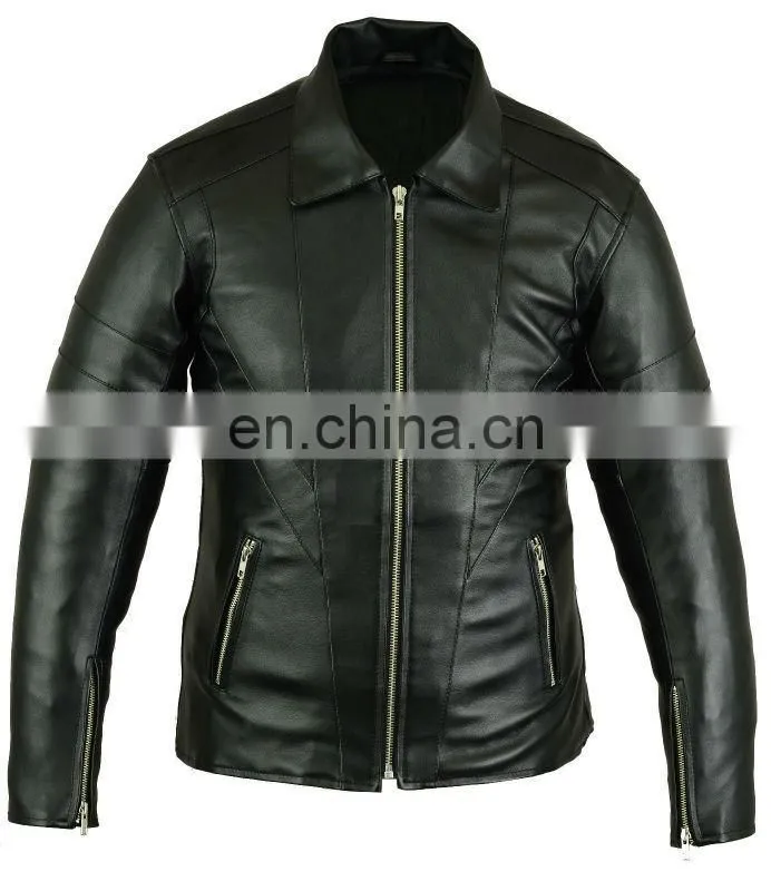 Black Prototype Leather Jacket Baby Sheep Skin Mens Coat