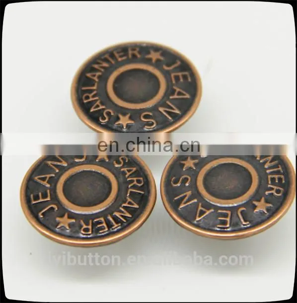 classic antique copper tin screw back button with high quality, custom logo metal button for jeans