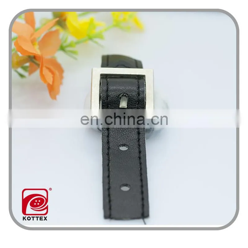 Leather Toggle belt button with metal buckle