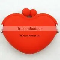 Cute silicone coin purse for girls,heart shape purse hook for younga ladies