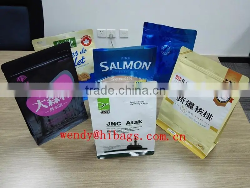 square bottom spot matte finishing food bag with zipper