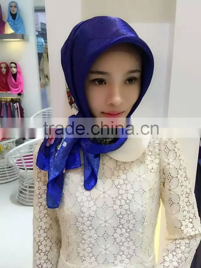 new style satin silk muslem square scarf