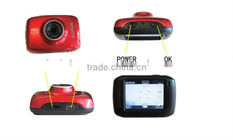 60fps hd 720p mini dv sports waterproof camera with 2.0inch touch screen