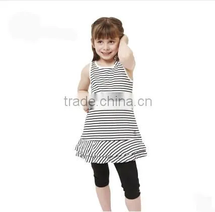 2015 the latest design Custom Girl's classic stripe dress princess dress casual China Supplier / Dress Cute Summer Girls' Dress