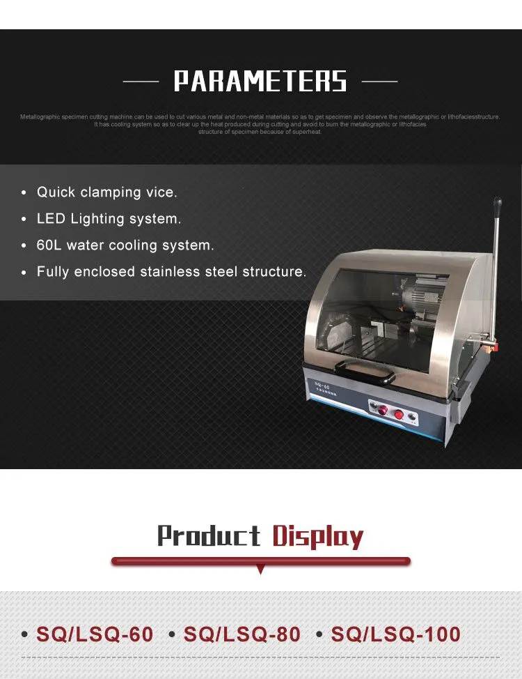HST DTQ-5 Low Speed PreciseMetallographic Specimen Cutting Machine