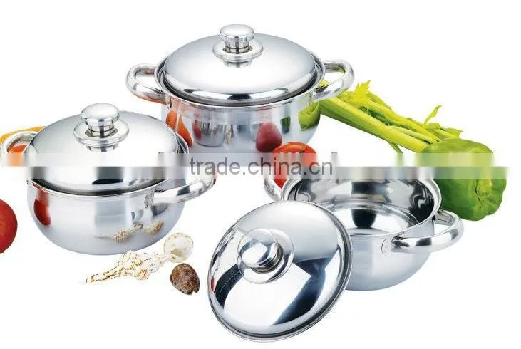 Stainless steel cookware set 3pcs belly casserole set