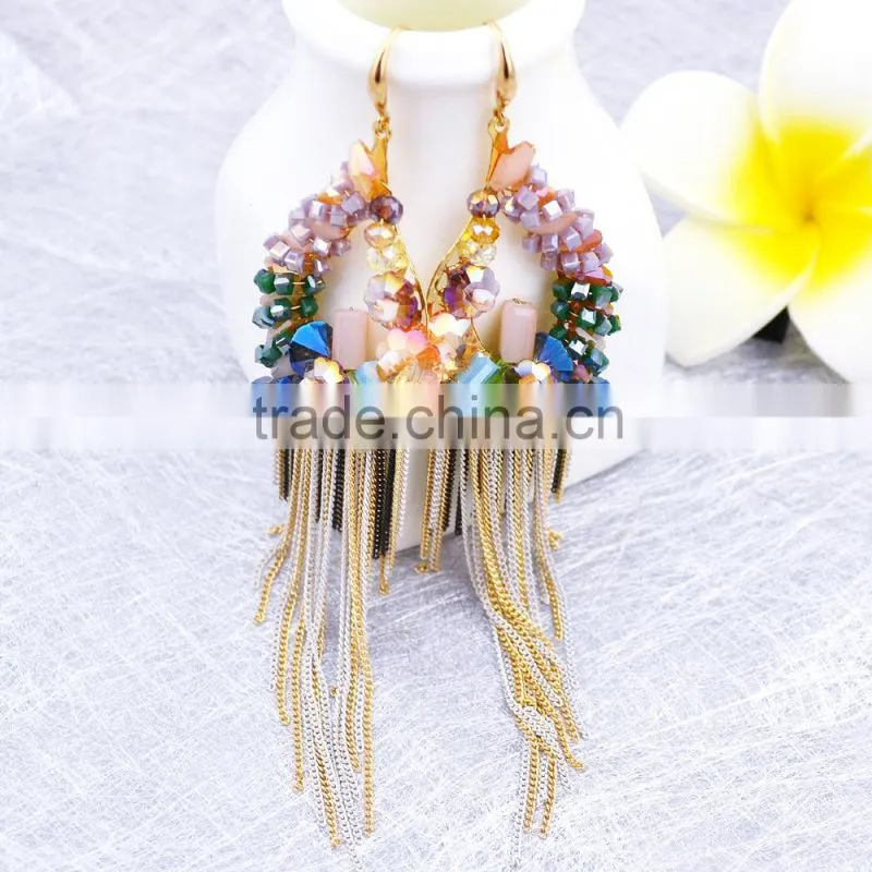Fashion jewelry long chain fashion tassel bridal earrings