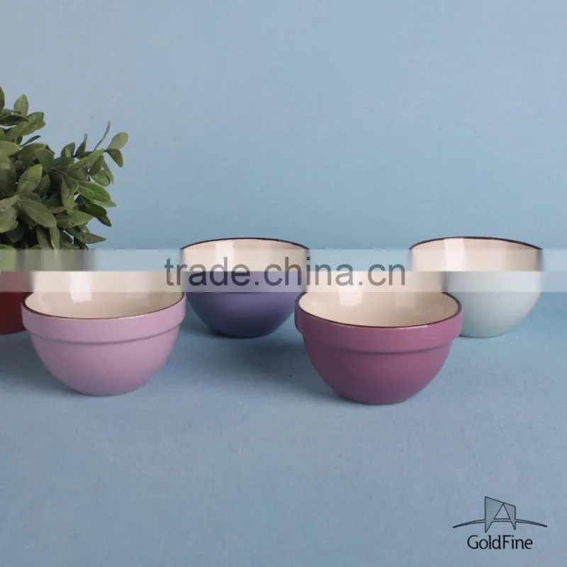2015 color glaze embossed soup bowl without handle