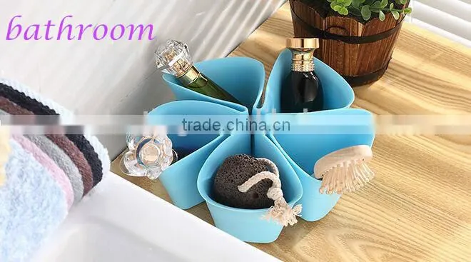 Multi-function Plastic Colorful Flower Style Desktop Storage Box