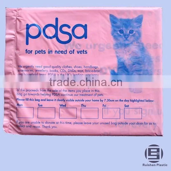 ABC Biodegradable PE Plastic Donation Bag With Printing For Collection