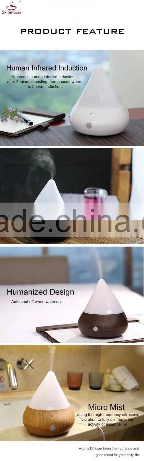 GX DIFFUSER GX-B05 Mist air aroma diffuser LED night lamp cool mist new design car humidifier