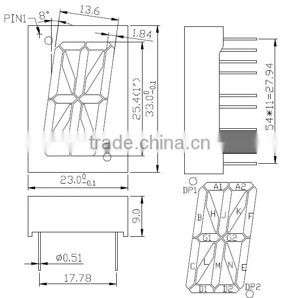 Free Sample NEWSHINE DIP Common Anode Red Green Dual Color LED Display 2.3"