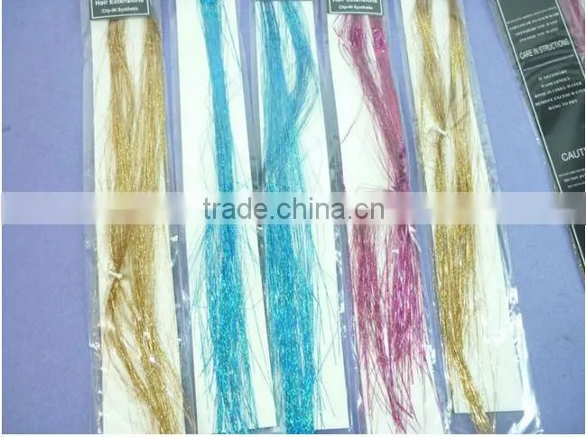 top selling rainbow color sparkling clip in hair tinsel