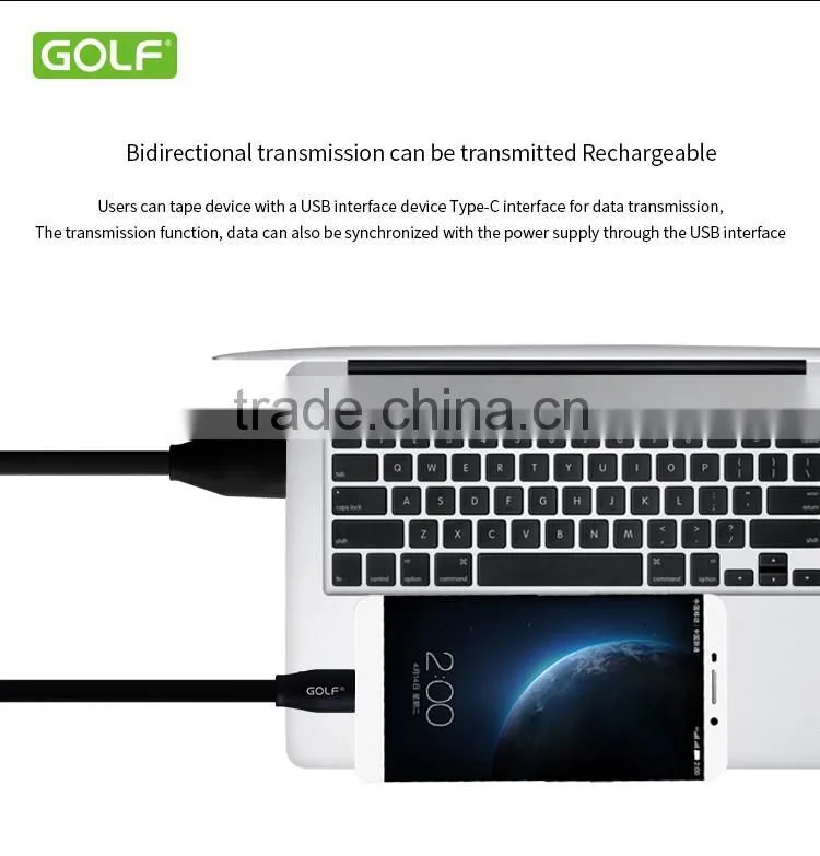 GOLF Original 1M type-c quick charge and data cable 2.1A TPE flat wire cable for type-c device