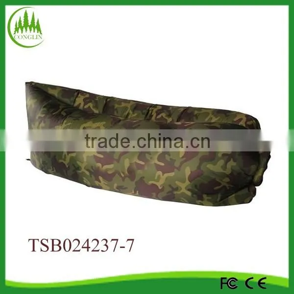 2016 hot sale nylon waterproof inflatable lay's bag banana sleeping lay bag