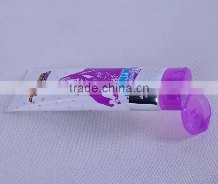 luxurious PE cosmetic plastic tube tubes , oval shape with flip top cap for shampoo