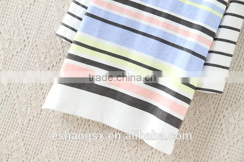 Ladies colorful stripe cotton 3/4 sleeve t-shirt