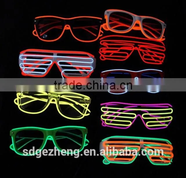 EL wire shutter party sunglasses window type multi colors el lighted up party glasses with CE RoHS approval